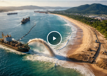 Brasil remove 18 milhões de toneladas de areia do fundo do mar em uma megaoperação para o maior alargamento de praia já feito no país em Santa Catarina